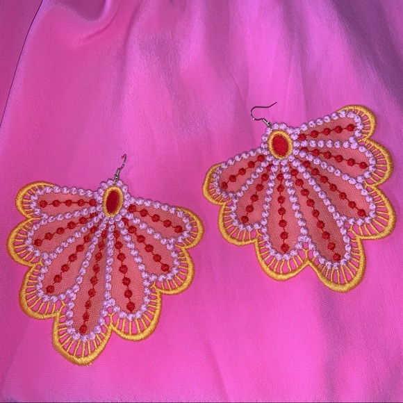 NEW ZARA PINK CAPE DRESS WITH EARRINGS LIMITED EDITION MEDIUM XL 8326/294 - Picture 12 of 12